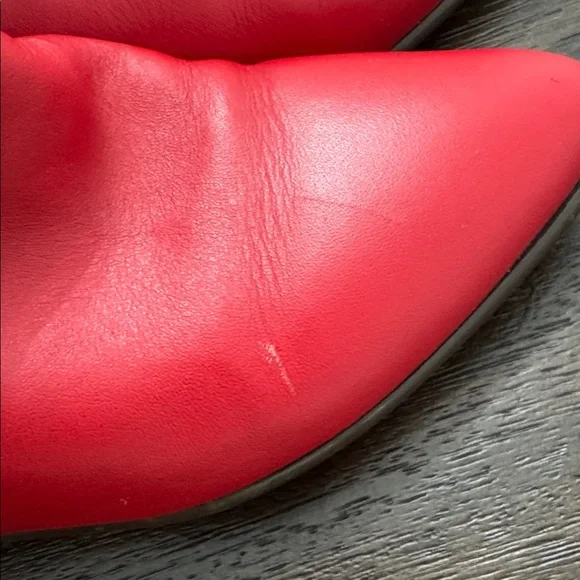 Red Mid High Pointy leather Boots - Picture 8 of 9